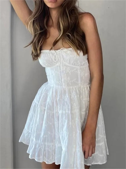 Buttoned Backless A-line Mini Dress