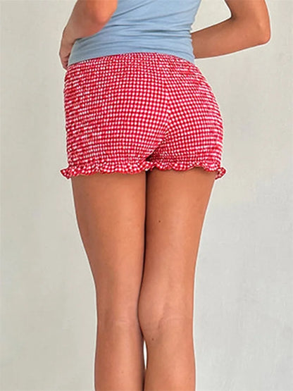 Plaid Ruffled Pajama Lounge Short