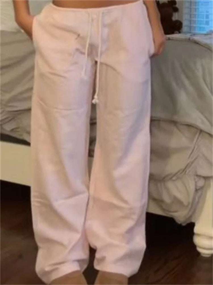 Y2K Striped Drawstring Loose Straight Street Pant