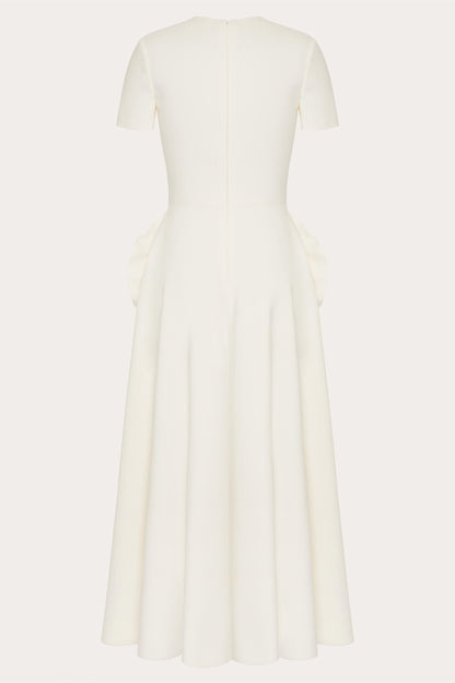 Ava Floral Applique Short Sleeves Midi Dress