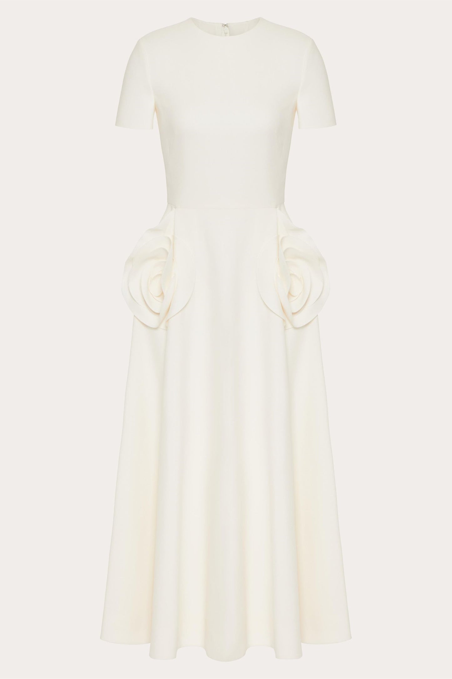 Ava Floral Applique Short Sleeves Midi Dress