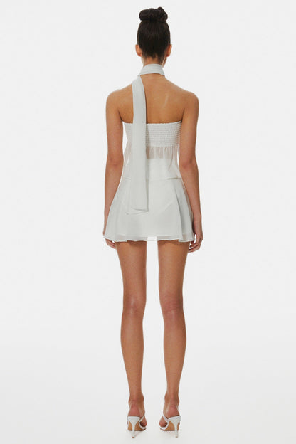 Cabau Chiffon Wrap Around Top - White