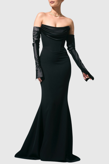 Heega Off Shoulder Corset Maxi Dress - Black