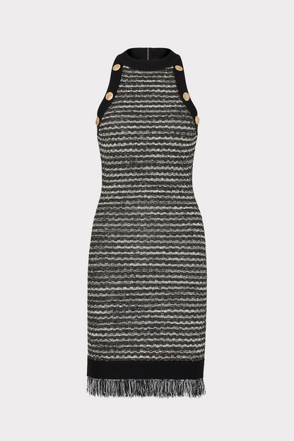 Cailean Fringe Tweed Sleeveless Mini Dress