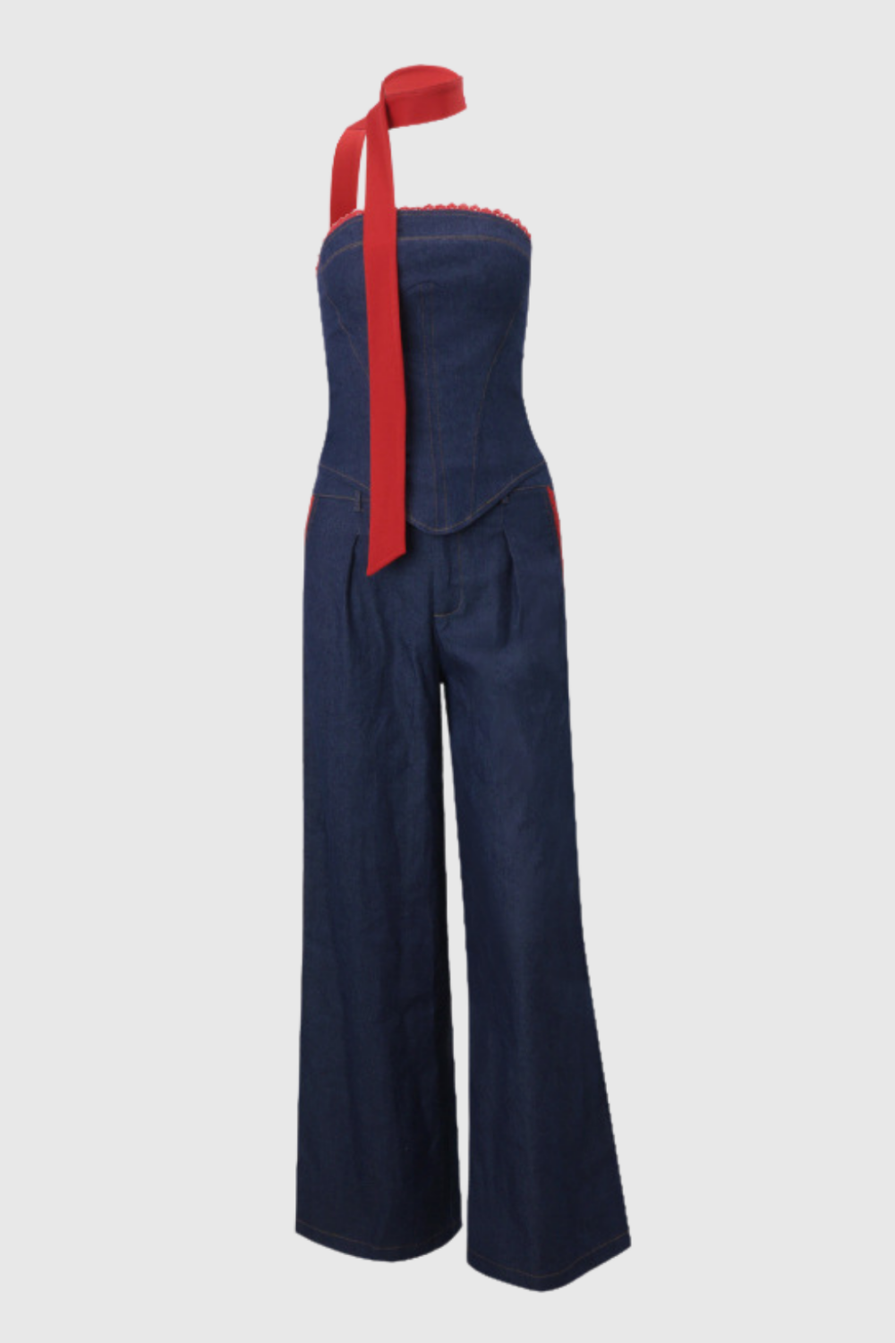 Kyra Strapless Lace Up Denim Set