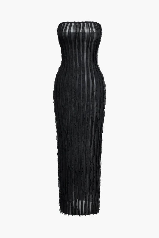 Calista Textured Strapless Maxi Dress