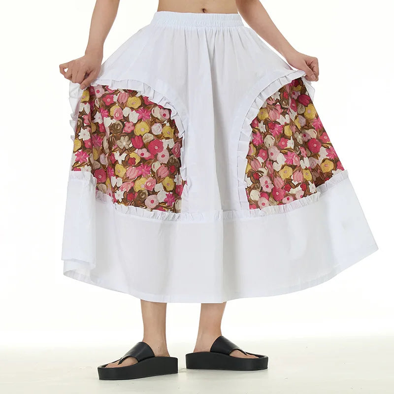 Chic Skirts All Matched Cotton Romantic Maxi High Waist Ruffled