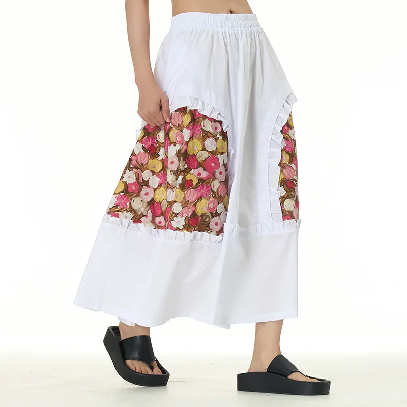 Chic Skirts All Matched Cotton Romantic Maxi High Waist Ruffled