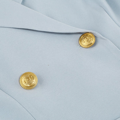 Cape Blazer Mini Dress with Belt and Gold Button Detail