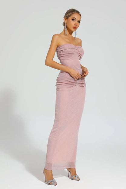 Carey Pink Off Shoulder Maxi Dress