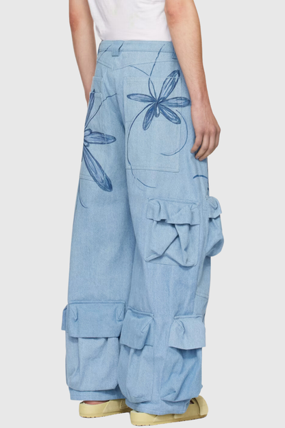 Jemma Floral Printed Cargo Jeans