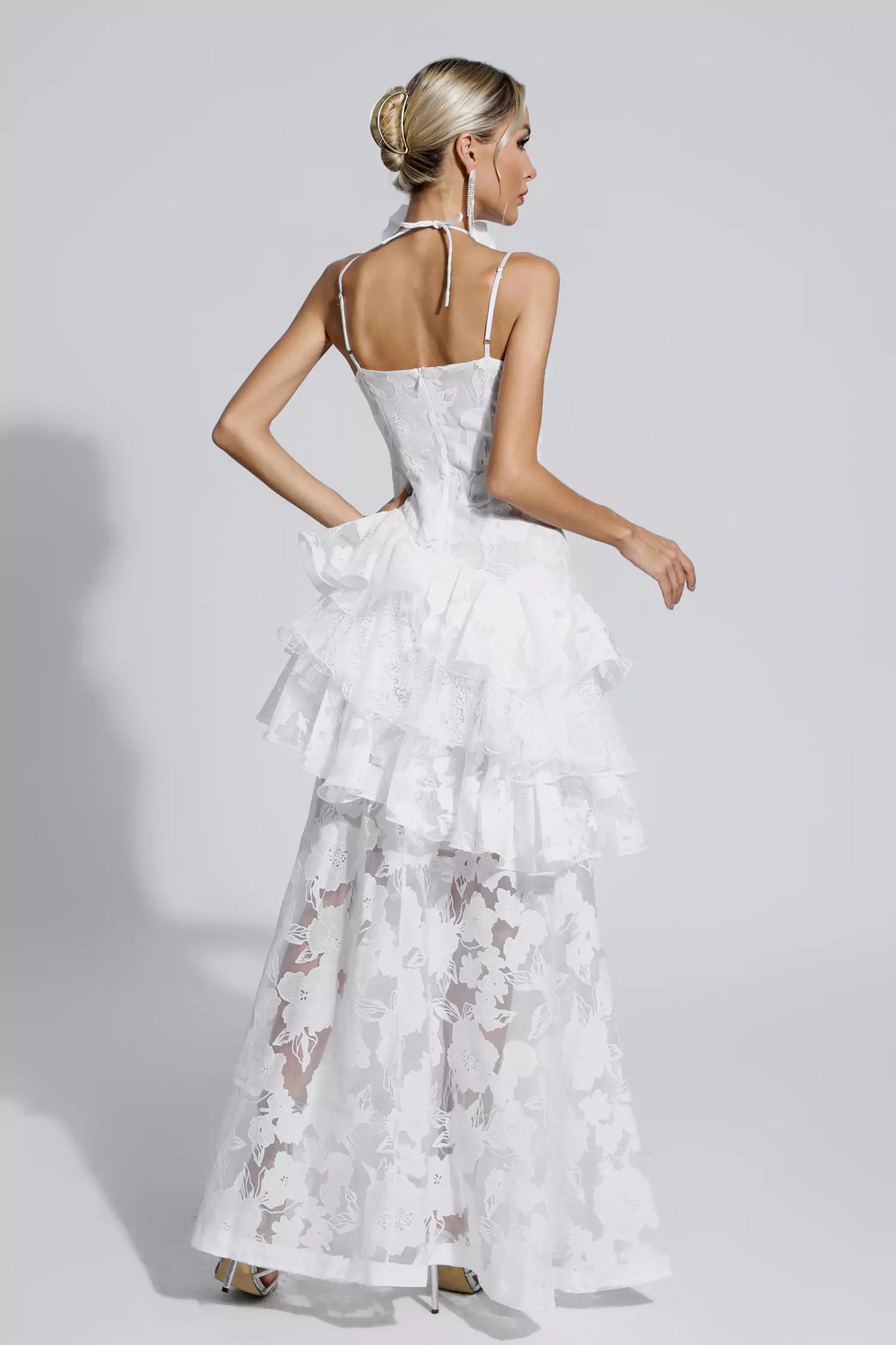 Cassandra White Cut Out Floral Maxi Dress