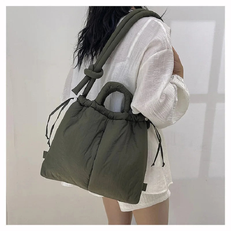 Large Capacity Puffer Nylon Tote Handbag Designer