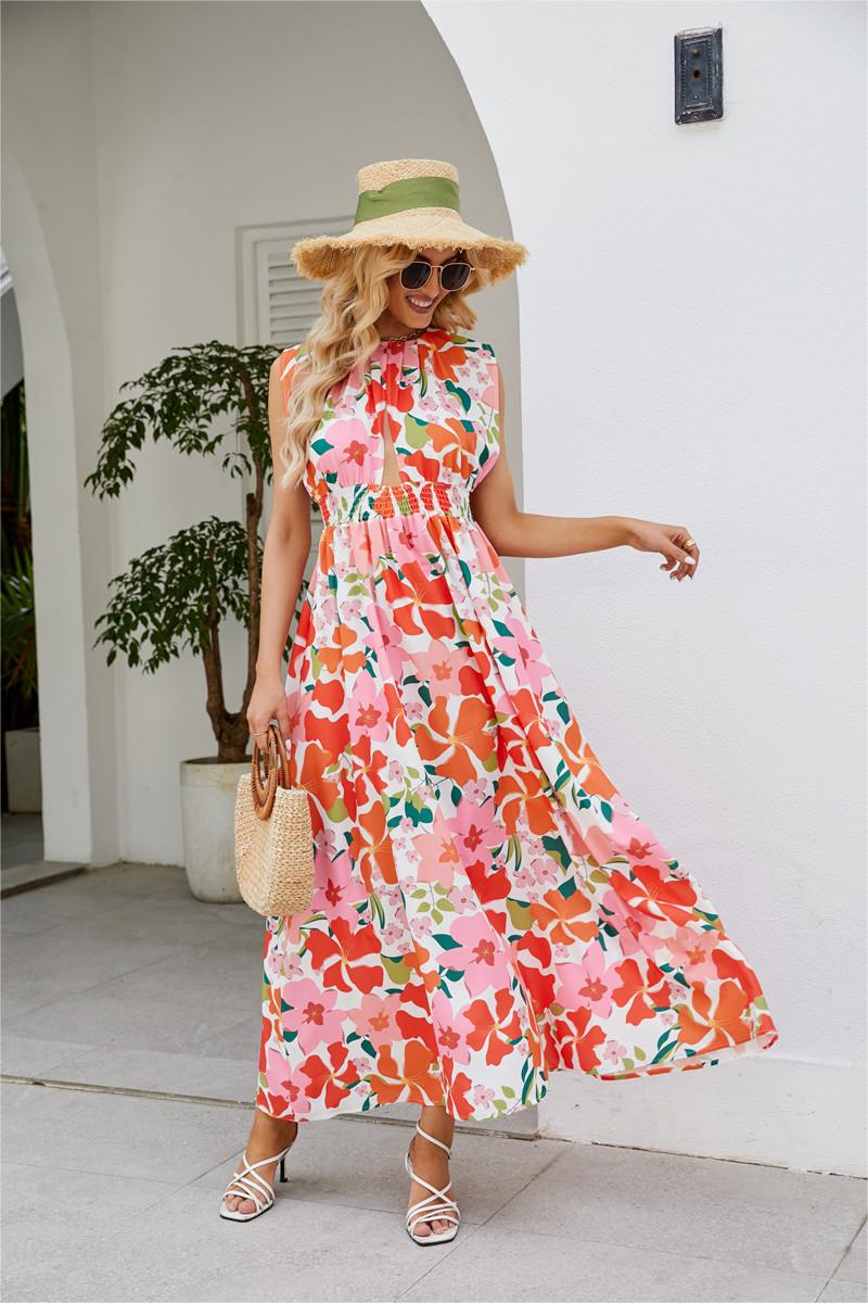 Floral Sleeveless Cut-Out Maxi Dress