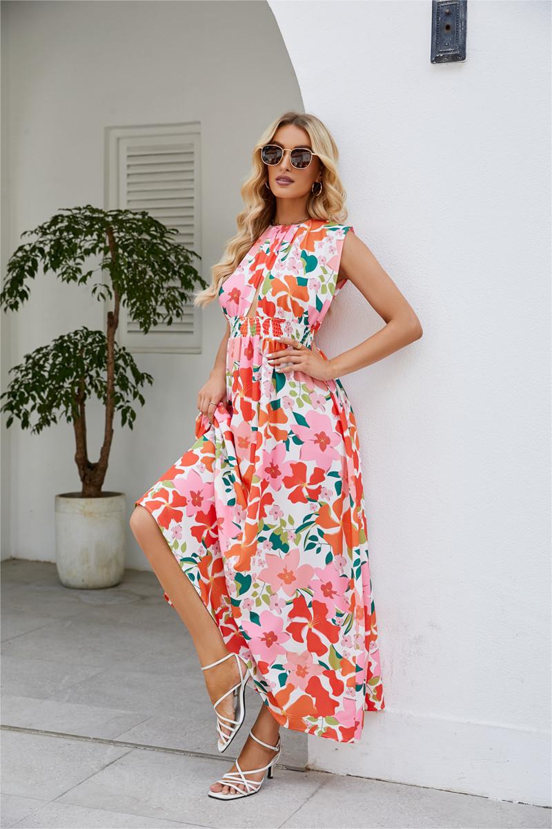 Floral Sleeveless Cut-Out Maxi Dress