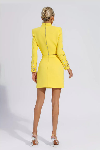 Cecelia Crystal Embellished Set-Yellow