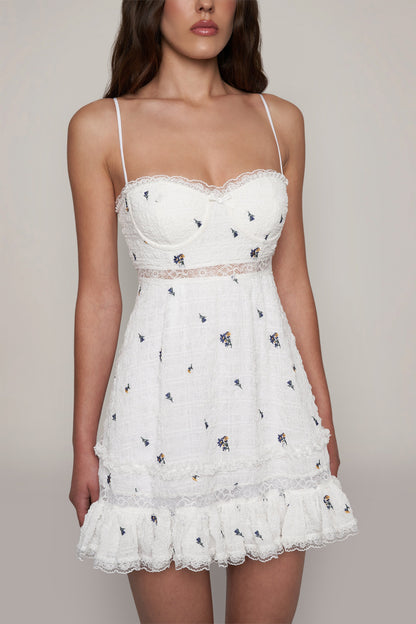 Setlla Embroidered Floral Mini Slip Dress