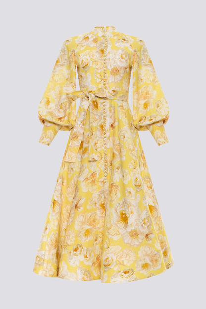 Cécilie Balloon Sleeve Floral Maxi Dress
