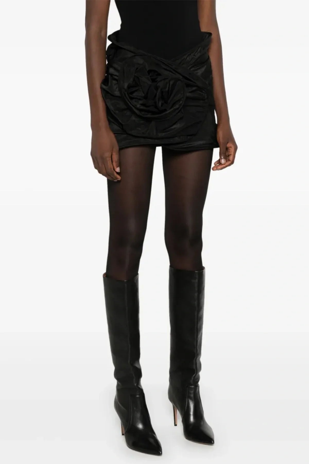 Ceyla Floral Appliqué Skirt - Black