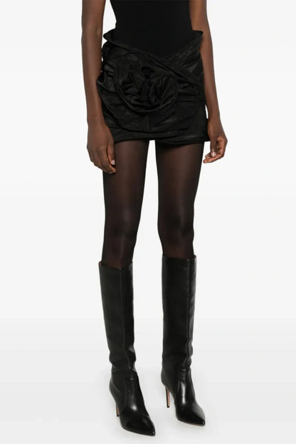 Ceyla Floral Appliqué Skirt - Black