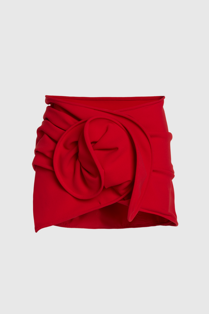 Ceyla Floral Appliqué Skirt - Red