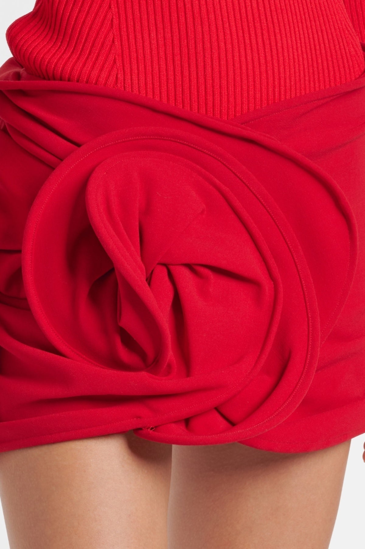 Ceyla Floral Appliqué Skirt - Red