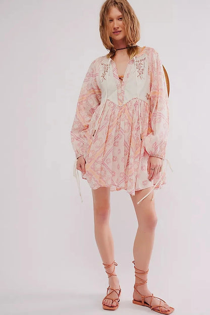 Chiffon Floral Boho Mini Dress