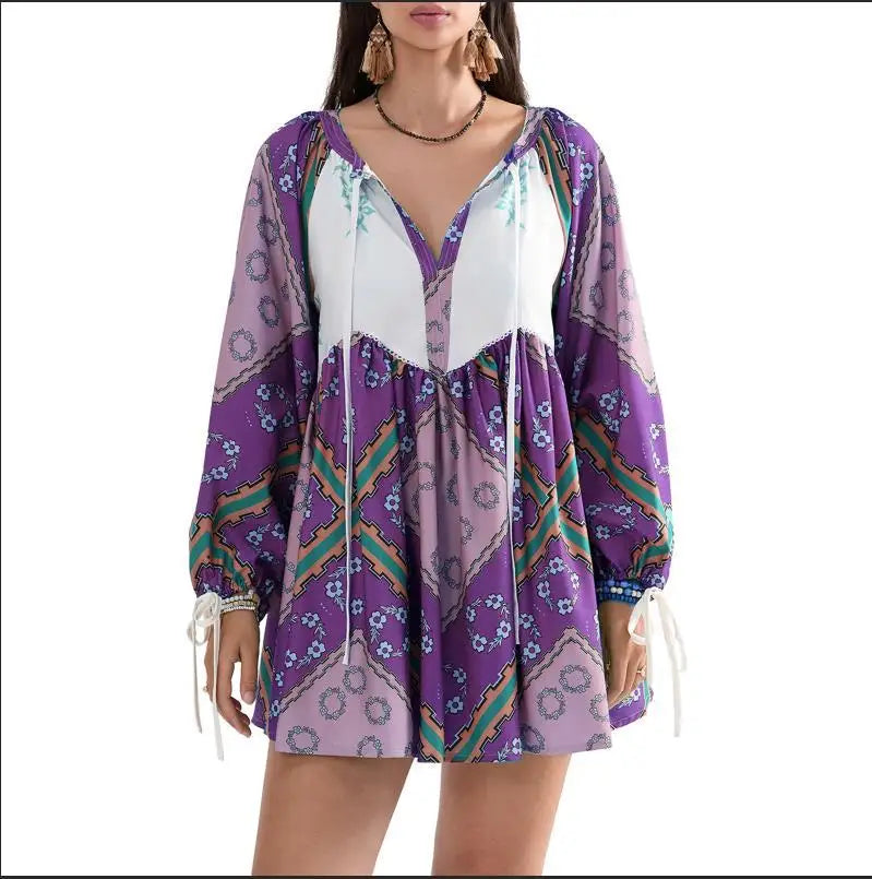 Chiffon Floral Boho Mini Dress