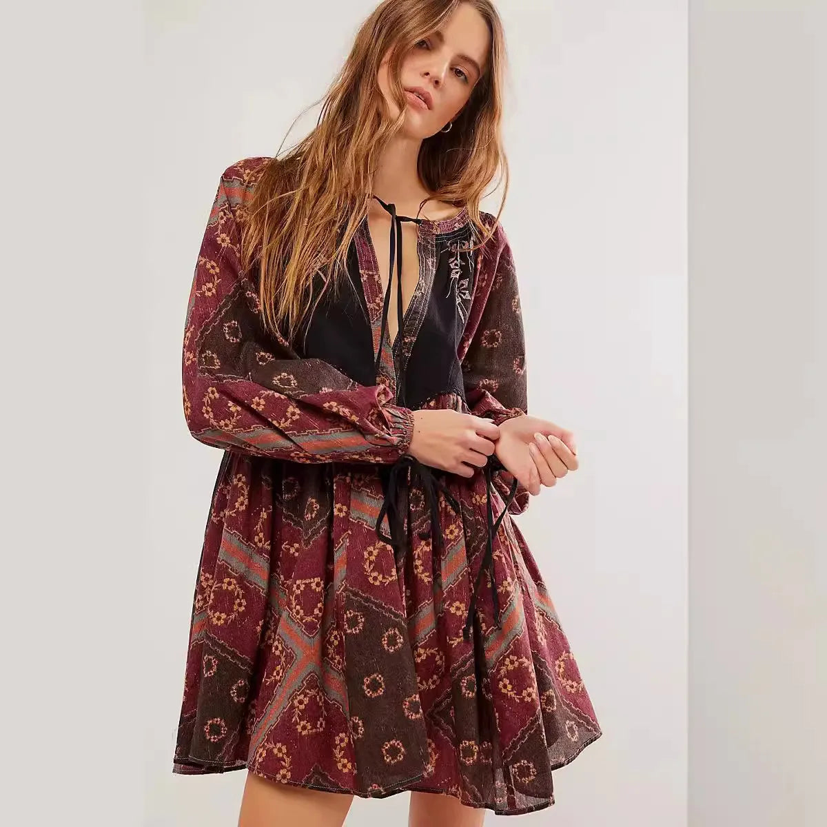 Chiffon Floral Boho Mini Dress