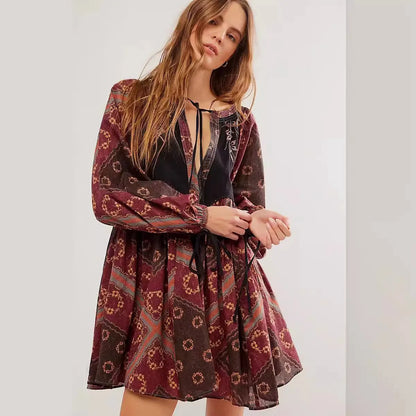 Chiffon Floral Boho Mini Dress