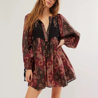 Chiffon Floral Boho Mini Dress