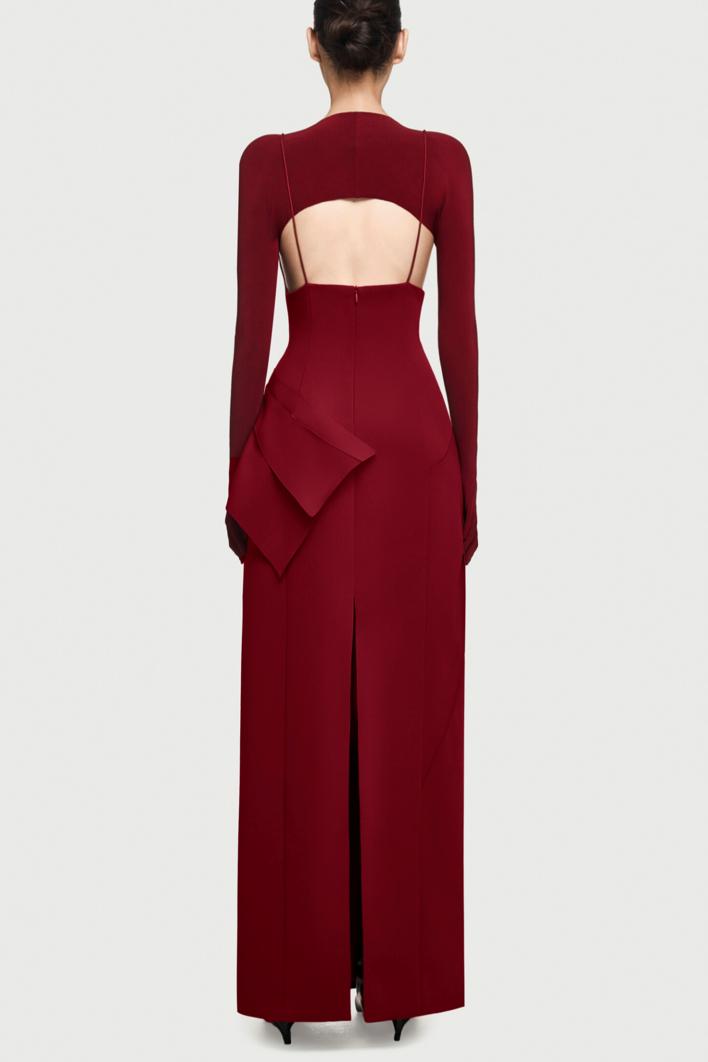 Chapera Asymmetrical Pleat Maxi Dress - Red
