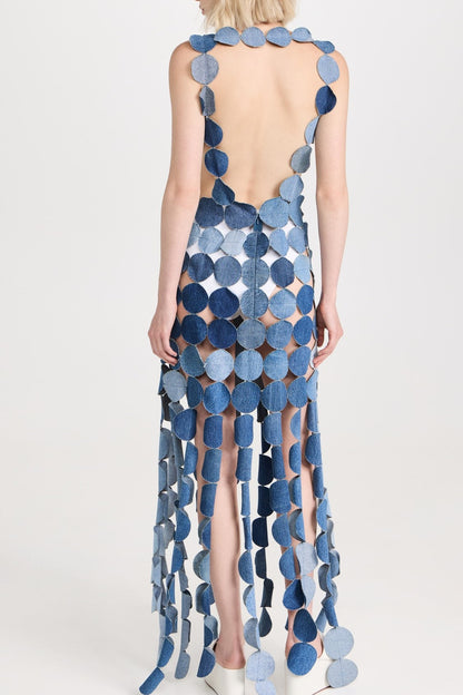 Charlie Laser-cut Denim Maxi Dress