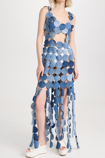 Charlie Laser-cut Denim Maxi Dress