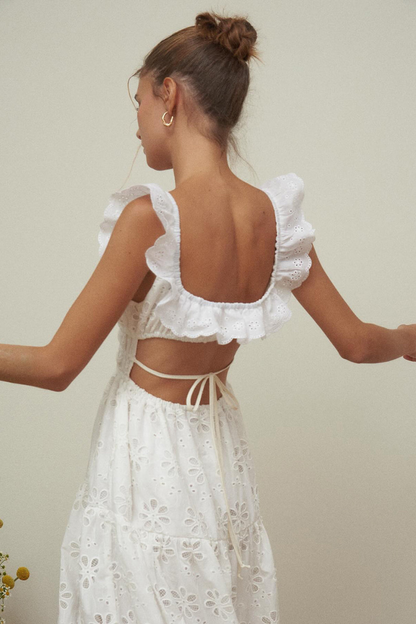 Charline Slit Backless Square Neck Maxi Dress