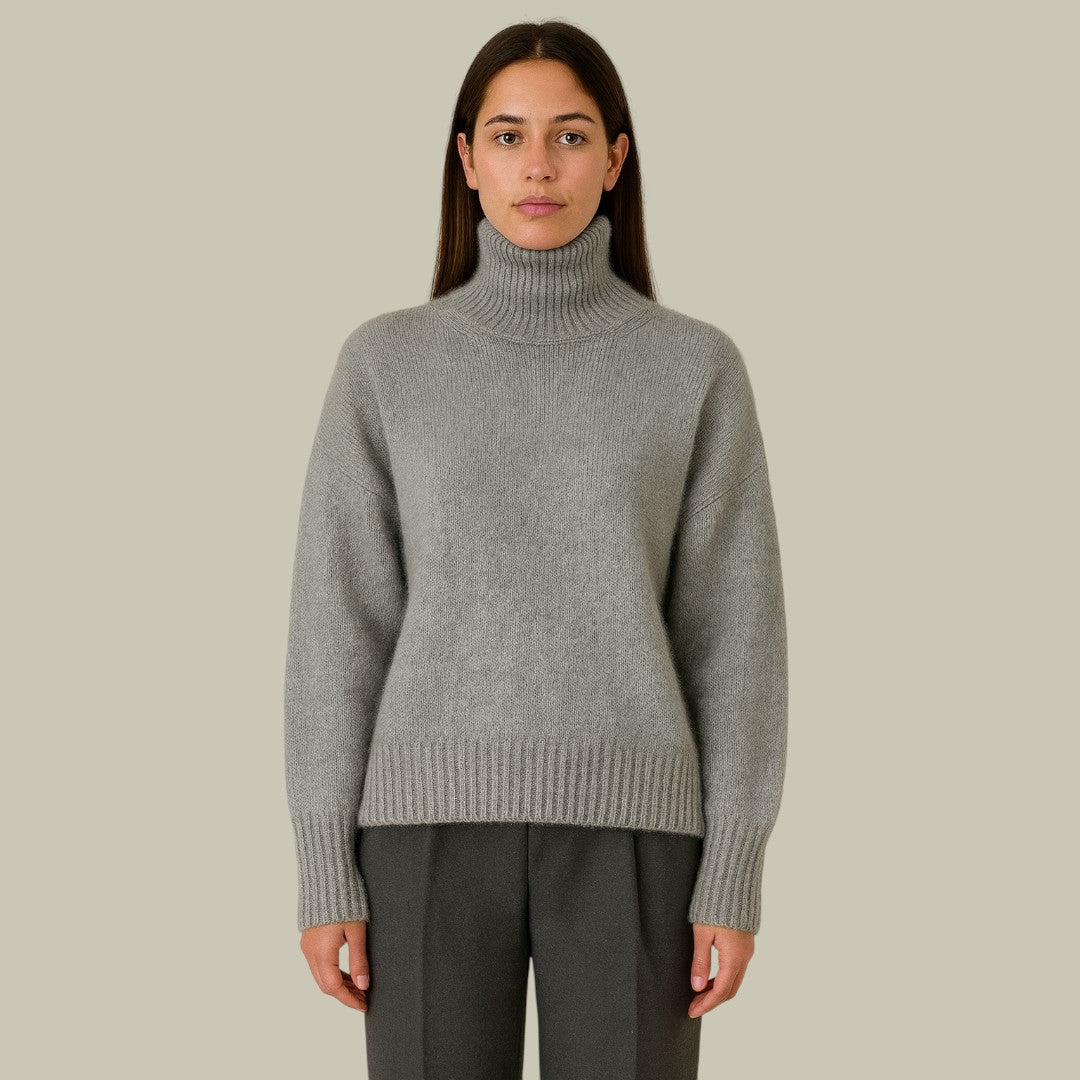 | Women’s High Neck Relaxed Fit Merino Wool Sweater