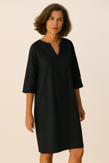 Women’s V-Neck Midi Summer Dress – Button Front with Relaxed Fit