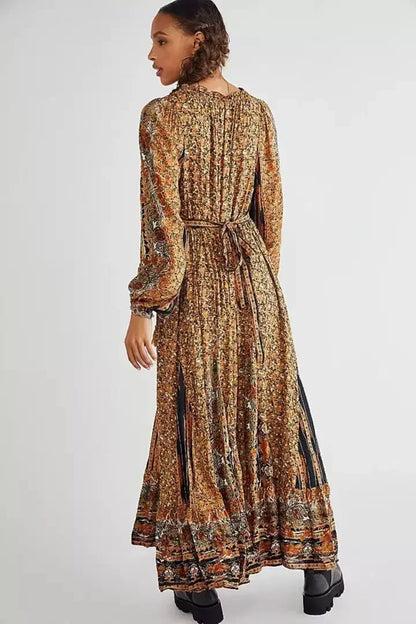 Solid Color V-neck Flare Sleeve Summer Boho Dress
