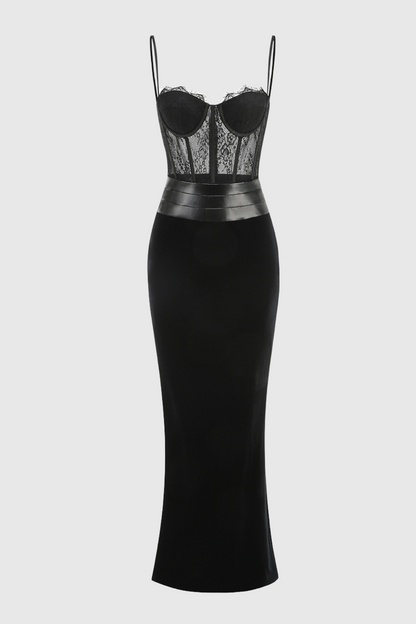Christena Lace Corset Velvet Maxi Dress