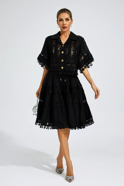 Churchill Black Lace Cut Out Set