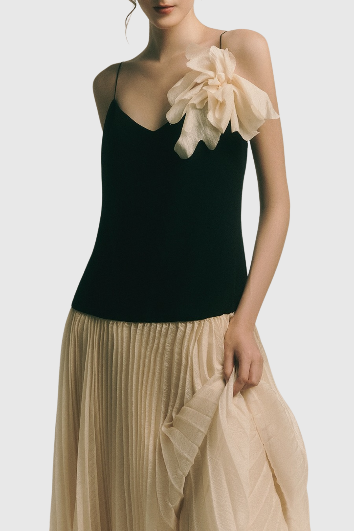 Cinzia Flower Pleated Maxi Dress