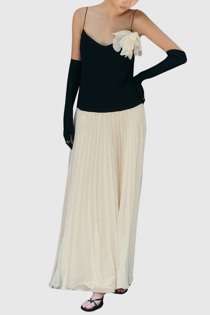 Cinzia Flower Pleated Maxi Dress