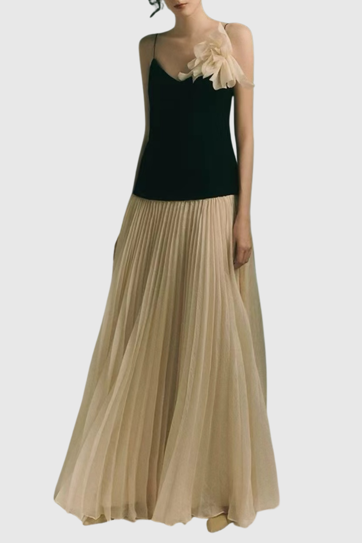 Cinzia Flower Pleated Maxi Dress