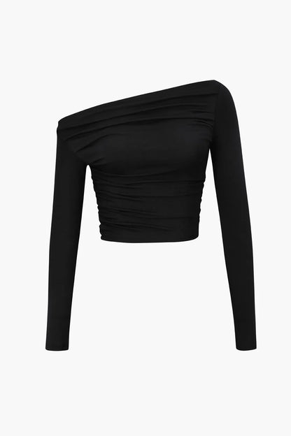 Circe Asymmetric Ruched Long Sleeve Top