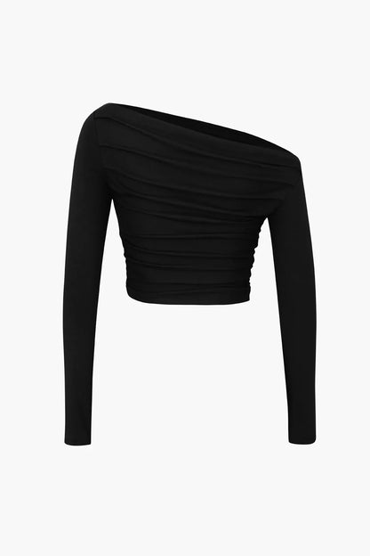 Circe Asymmetric Ruched Long Sleeve Top