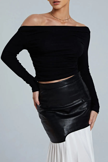 Circe Asymmetric Ruched Long Sleeve Top