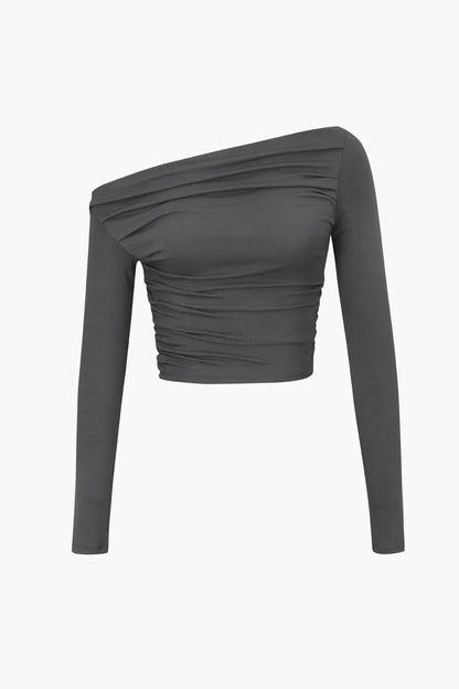 Circe Asymmetric Ruched Long Sleeve Top