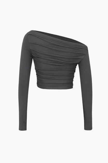 Circe Asymmetric Ruched Long Sleeve Top