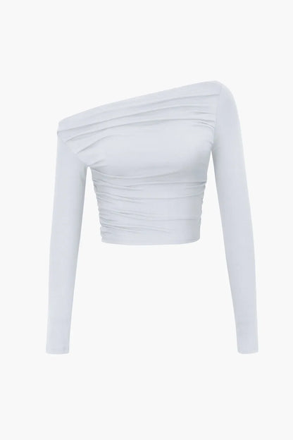 Circe Asymmetric Ruched Long Sleeve Top