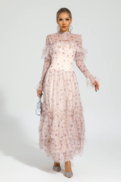 Clapham Pink Mesh Floral Dress